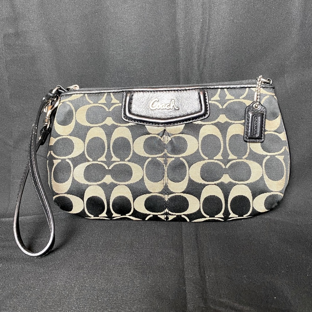 Coach Black Signature Canvas Wristlet Clutch